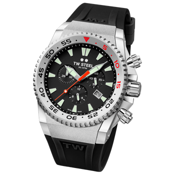 Ace Diver 44 mm Mat sort Swiss multifuntions quarts med chrono Herre ur fra TW Steel